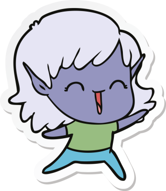 Bir insan tarafından çizilmiş bir elf kızının çıkartması.