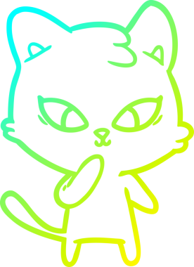 Bir insan tarafından çizilmiş bir çizgi film kedisinin soğuk gradyan çizgisi.