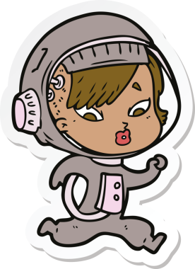 Bir insan tarafından çizilmiş astronot bir kadının çıkartması.