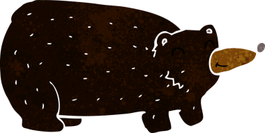 Bir insan tarafından çizilmiş komik karikatür kara ayı.