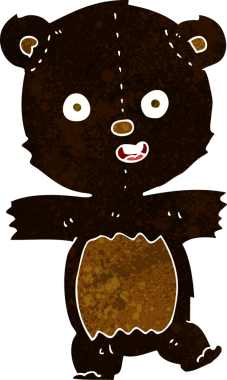 Bir insan tarafından çizilmiş sevimli siyah ayı yavrusu.