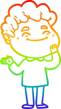 Bir insan tarafından çizilmiş gökkuşağı gradyan çizgi çizimi.