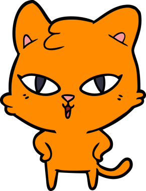 Bir insan tarafından çizilmiş çizgi film kedisi.