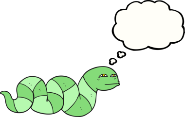 Bir insan tarafından çizilmiş serbest çizim baloncuk çizgi film yılanı.