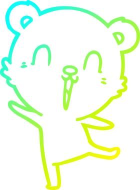 Bir insan tarafından çizilmiş mutlu bir kutup ayısının soğuk çizgi çizimi.