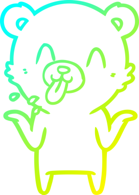 Bir insan tarafından çizilmiş kaba bir çizgi film ayısının soğuk gradyan çizimi