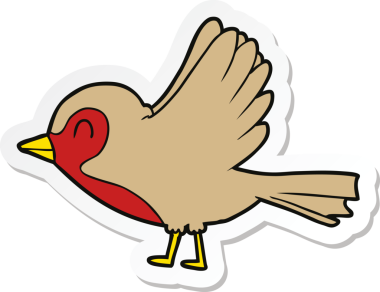 Bir insan tarafından çizilen Robin çizgi filminin çıkartması.