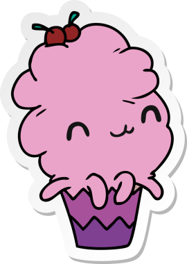 Etiket çizimi: kawaii ahtapot keki. Bir insan tarafından çizilmiş.