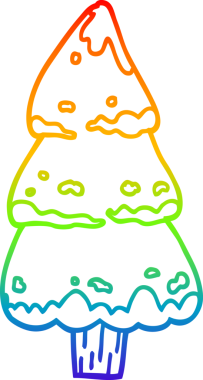 gökkuşağı gradyan çizgi çizimi bir insan tarafından çizilmiş çam ağaçları