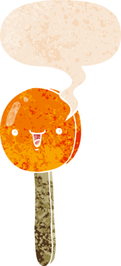 grunge 'da konuşma baloncuğu olan çizgi film lolipopu bir insan tarafından çizilmiş tedirgin geçmiş dokuma tarzı