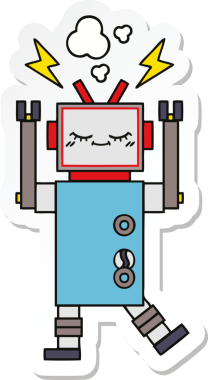 Bir insan tarafından çizilmiş şirin bir dans robotunun çıkartması.