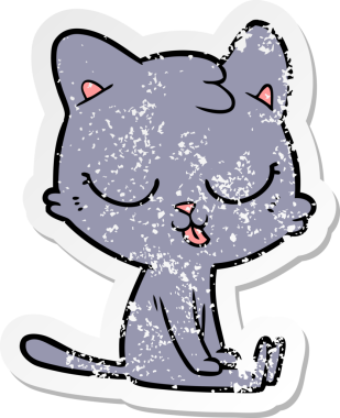 Bir insan tarafından çizilmiş karikatür bir kedinin sıkıntılı çıkartması.