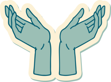 Bir insan tarafından çizilmiş geleneksel bir açık el dövmesi çıkartması.