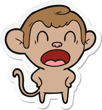 Bir insan tarafından çizilmiş bağıran çizgi film maymunu çıkartması.