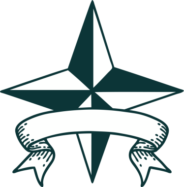 Bir insan tarafından çizilmiş yıldız sembollü geleneksel dövme.