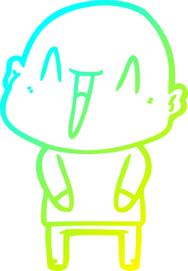 Bir insan tarafından çizilmiş, mutlu, kel bir adamın çizdiği soğuk çizgi.