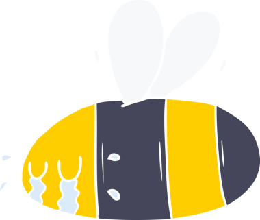 Bir insan tarafından çizilmiş düz renkli çizgi film karakteri.