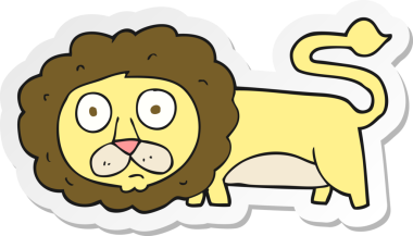 Bir insan tarafından çizilmiş karikatür aslanının çıkartması.