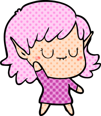 Bir insan tarafından çizilmiş mutlu elf kızı.