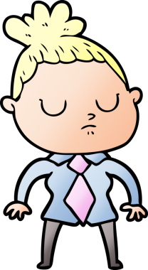 Bir insan tarafından çizilmiş sakin bir kadın çizgi filmi.