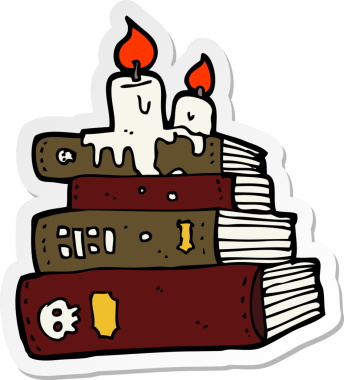 Bir insan tarafından çizilmiş ürkünç eski kitapların çıkartması.