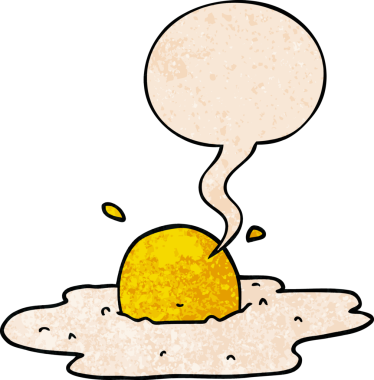 bir insan tarafından çizilmiş, konuşma baloncuklu karikatür yumurta.