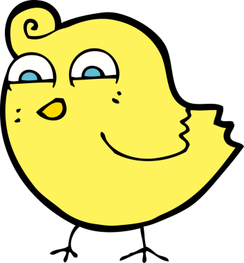 Bir insan tarafından çizilmiş komik bir kuş.