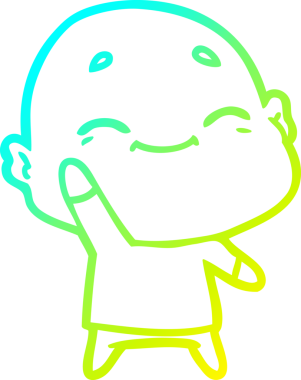 Bir insan tarafından çizilmiş, mutlu, kel bir adamın çizdiği soğuk çizgi.