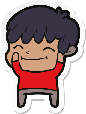 Bir insan tarafından çizilmiş mutlu bir çocuğun çıkartması.