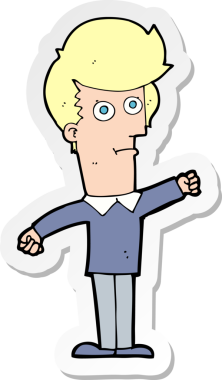 Bir insan tarafından çizilmiş bir karikatür adamın çıkartması.