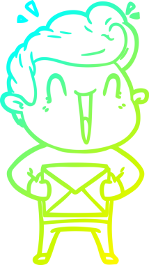 Bir insan tarafından çizilmiş, heyecanlı bir çizgi film çizimi.