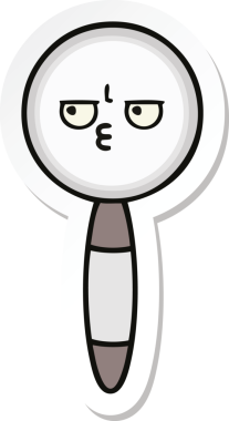 Bir insan tarafından çizilmiş şirin bir çizgi film büyütecinin çıkartması.