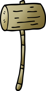 Bir insan tarafından çizilmiş tahta tokmak karikatürü.