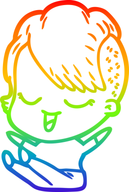 gökkuşağı gradyan çizimi mutlu bir çizgi film kızı bir insan tarafından çizildi