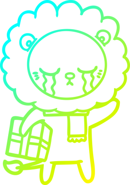 Bir insan tarafından çizilmiş ağlayan bir aslanın soğuk gradyan çizgisi.