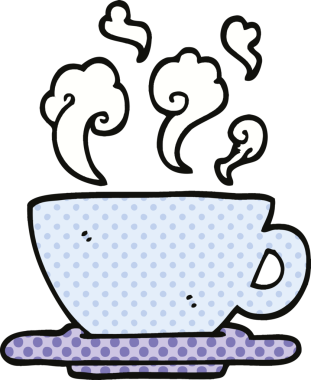 Bir insan tarafından çizilmiş bir fincan sıcak kahve.