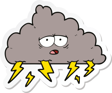 Bir insan tarafından çizilmiş bir karikatür fırtına bulutunun çıkartması.