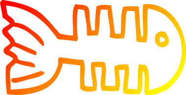 Bir insan tarafından çizilmiş balık kemiklerinin sıcak çizgi çizimi