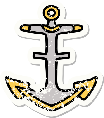 Bir insan tarafından çizilmiş geleneksel bir çapa stili dövmesi.