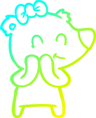 Bir insan tarafından çizilmiş utangaç dişi kutup ayısı çizgi filmi.