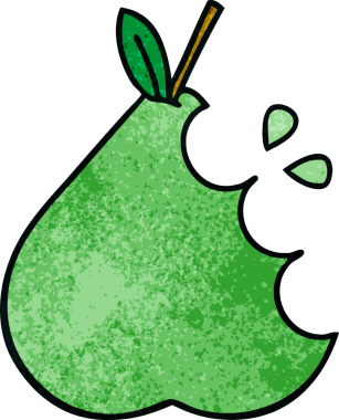 Bir insan tarafından çizilmiş yeşil armut retro grunge desen karikatürü