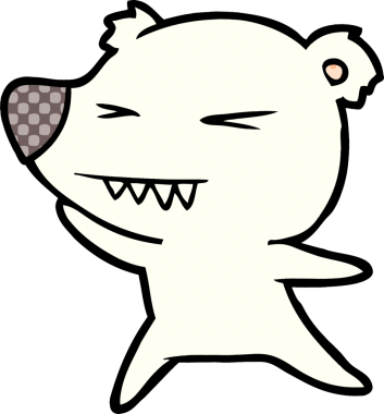 Bir insan tarafından çizilmiş kızgın kutup ayısı çizgi filmi.