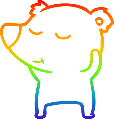 Bir insan tarafından çizilmiş mutlu bir kutup ayısının gökkuşağı gradyanı çizimi