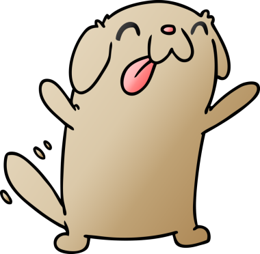 bir insan tarafından çizilmiş sevimli bir köpeğin gradyan çizimi kawaii