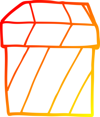 Bir insan tarafından çizilmiş çizgi film hediye kutusunun sıcak gradyan çizgisi.