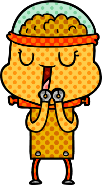 Bir insan tarafından çizilmiş mutlu çizgi film robotu