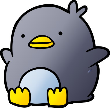 Bir insan tarafından çizilmiş sevimli penguen çizgi filmi.