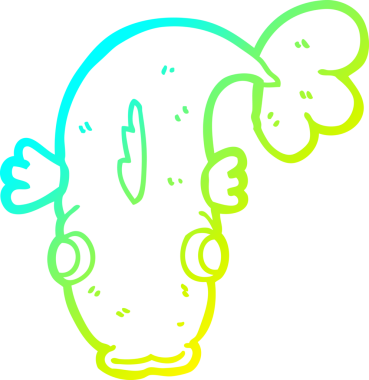 Bir insan tarafından çizilmiş bir karikatür balığının soğuk gradyan çizimi