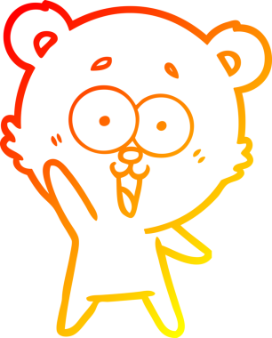 Bir insan tarafından çizilmiş, el sallayan oyuncak ayı karikatürü.