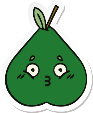 Bir insan tarafından çizilmiş şirin bir armut çıkartması.